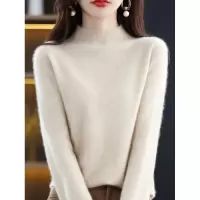 打底衫女秋冬羊毛衫纯色女半高领毛衣短款宽松内搭长袖针织衫