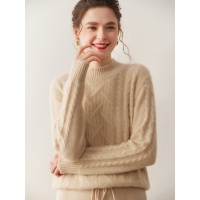 新款时尚百搭简约韩系半高领羊绒针织衫纯色长袖女士宽松显瘦上衣