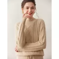 新款时尚百搭简约韩系半高领羊绒针织衫纯色长袖女士宽松显瘦上衣