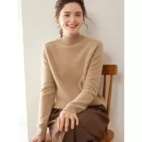 秋冬新款七针双股加厚山羊绒女半高领马鞍肩针织衫保暖打底毛衣