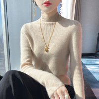 秋冬新款半高领修身内搭女套头长袖针织衫保暖打底衫纯色百搭毛衣