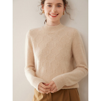 秋冬新款山羊绒宽松女半高领针织打底衫简约时尚百搭舒适亲肤