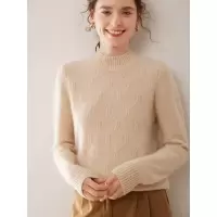 秋冬新款山羊绒宽松女半高领针织打底衫简约时尚百搭舒适亲肤