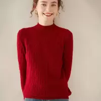 秋冬新款山羊绒针织打底衫女长袖半高领厚款宽松舒适亲肤柔软