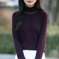 秋冬新款银丝半高领套头长袖毛衣女韩版修身打底衫内搭针织上衣