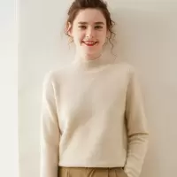 秋冬新款马鞍肩羊绒衫女针织打底长袖宽松半高领内搭保暖显瘦毛衣