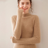 软糯感baby小山羊绒衫女半高领针织衫修身打底衫秋冬无缝羊毛毛衣
