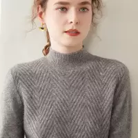 高端时尚山羊绒百搭羊绒衫女半高领毛衣针织打底衫显瘦羊毛毛衣女