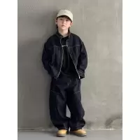 儿童装男童春装牛仔套装2026新款春秋款中大童外套春季酷帅气时髦