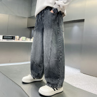 男童春秋款牛仔裤新款宽松男孩春季帅气儿童直筒裤子大童春装