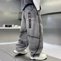 男童牛仔裤春秋款2026新款中大童春装长裤洋气儿童直筒裤子宽松潮