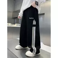 男童直筒裤子儿童2026春秋新款男孩运动裤宽松休闲裤黑色灰色时尚