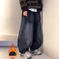 儿童装男童加绒裤子2026新款男孩一体绒加厚牛仔冬季秋冬款大童潮