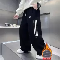 男童冬季一体加绒裤子新款中大童儿童秋冬款加厚男孩运动卫裤