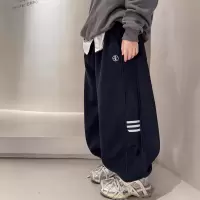 男童冬季加绒裤子新款男孩儿童一体绒中大童秋冬款加厚运动裤