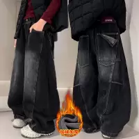 男童冬装加绒牛仔裤秋冬款新款儿童冬季一体绒加厚裤子初中生