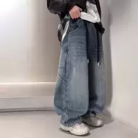 男童冬装牛仔裤子新款一体加绒秋冬款男孩长裤加厚大儿童冬季