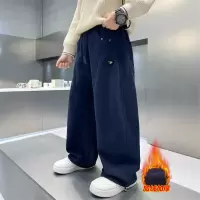 男童加绒加厚裤子秋冬款新款一体绒大童冬装休闲儿童直筒长裤