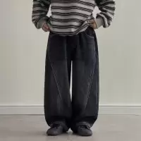 男童加绒牛仔裤秋冬款新款初中生冬装儿童冬季一体绒加厚裤子