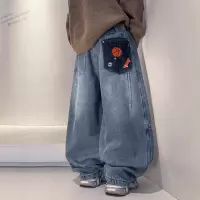 男童加绒牛仔裤秋冬款新款大男孩冬装儿童冬季一体绒加厚裤子