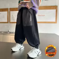 男童加绒裤子新款儿童冬装一体绒加厚休闲裤中大童男孩运动裤