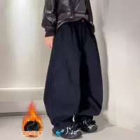 男童加绒裤子新款秋冬款冬季大儿童一体绒运动男孩加厚卫裤潮