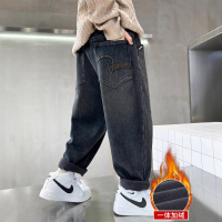 男童加绒裤子秋冬款新款中大童长裤冬装儿童冬季一体绒牛仔裤