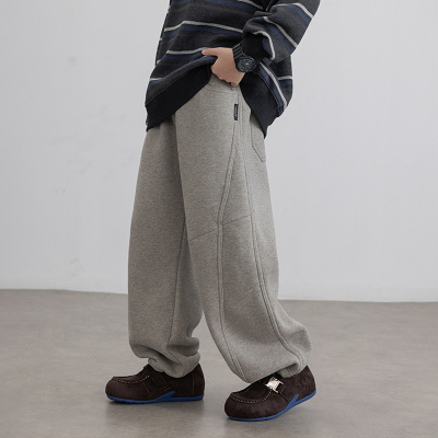 男童加绒裤子秋冬款新款儿童冬季一体绒初中生运动直筒卫裤冬