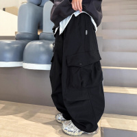 男童裤子冬季加绒加厚一体绒儿童工装裤秋冬新款大童装冬装潮