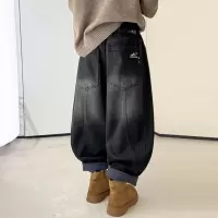 童装男童加绒牛仔裤冬季新款儿童中大童男孩宽松加厚秋冬长裤