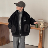 男童加厚羊羔绒外套新款儿童装冬季夹棉毛毛衣大童男孩冬装潮