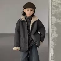 男童加绒外套秋冬款新款男孩冬装中大儿童装冬季加厚羊羔绒潮