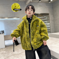 男童夹棉外套新款痞帅毛毛衣儿童羊羔毛加厚中大童秋冬装上衣