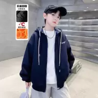男童夹棉外套秋冬新款中大童运动开衫卫衣儿童连帽上衣加厚潮