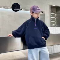 男童秋冬季卫衣加绒加厚新款中大童冬装一体绒儿童摇粒绒上衣