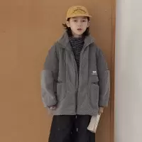 男童羊羔绒外套新款大童男孩冬装儿童装冬季夹棉加厚毛毛衣潮