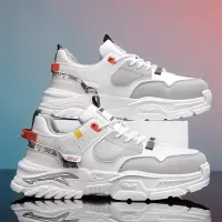 2026春季新款时尚休闲鞋皮革舒适防滑百搭低帮系带跑步鞋青年男鞋