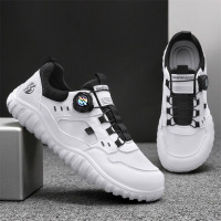 2026春季新款时尚劳保鞋男透气网面轻便工作纽扣款休闲男鞋小白鞋