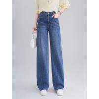 20266春季新款百搭时尚牛仔高腰中弹直筒显身高质感长裤