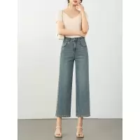 复古高腰窄版阔腿牛仔裤女20266夏韩版宽松弹力直筒八分裤