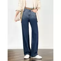 阔腿牛仔裤20266年春女创意渐变色撞色扎染弹力高腰女裤子