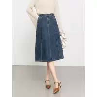 20266年春季新款复古撞色刺绣线显瘦伞裙A字牛仔半身裙女