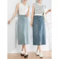 前开叉A版半身裙女20265年夏季新款百搭显瘦牛仔中长裙子