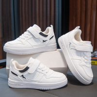 儿童学生休闲新款四季男童女童皮面网面学校表演白色鞋软底