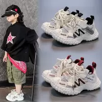 2026春夏新款时尚百搭男童框子鞋镂空单网中大童女童运动鞋老爹鞋