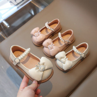 儿童皮鞋2026年秋季新款蝴蝶结女童公主鞋珍珠女宝宝单鞋