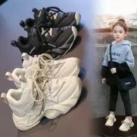 儿童运动鞋2026年春季新款软底休闲皮面老爹鞋跑步鞋男女童鞋