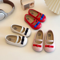 女童小皮鞋2026春秋季小女孩蝴蝶结浅口公主鞋豆豆鞋宝宝单鞋