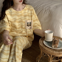 2026年夏季短袖睡衣女学生宽松卡通可爱薄家居服两件套装pajamas