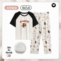 睡衣女短袖长裤夏季卡通可爱2026新款圆领ins风家居服套装可外穿